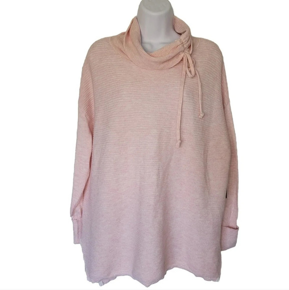 NWT Cynthia Rowley Active Pink Turtleneck Sweater Sweatshirt Ribbed Cowl Neck M - Picture 1 of 12